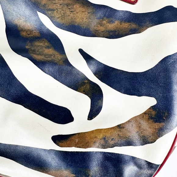 Dooney & Bourke Zebra Print Red Leather Hobo Western Satchel Crossbody Bag Purse - Picture 14 of 16